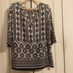 Gibson Latimer Cream and Black Print Top size M